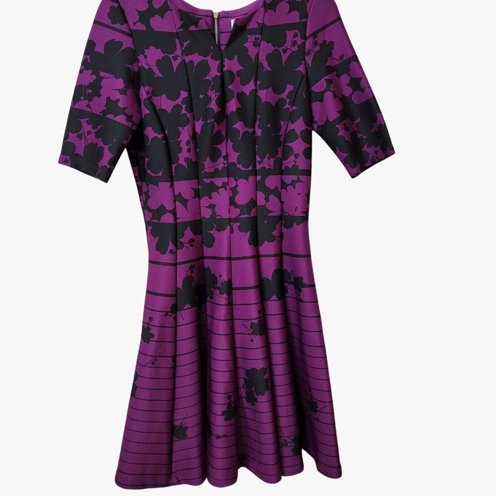 Julian‎ Taylor Womens Size 8 Purple & Black Floral Print Dress